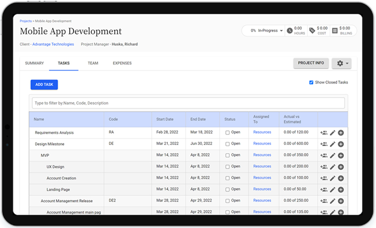 monitoring project progress with Replicon’s project time tracking