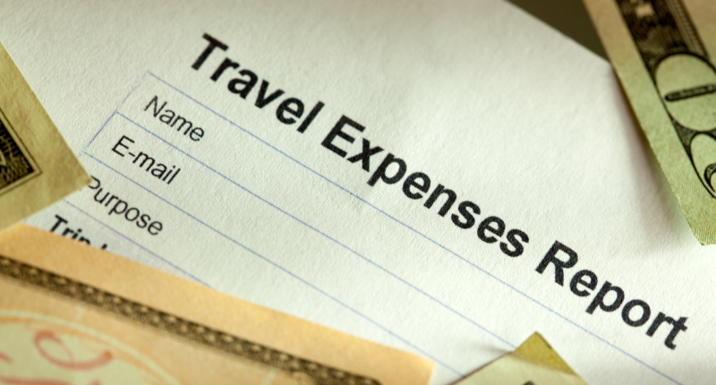 studio shot of travel expense log sheet