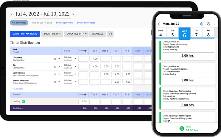 project tasks time tracking on mobile