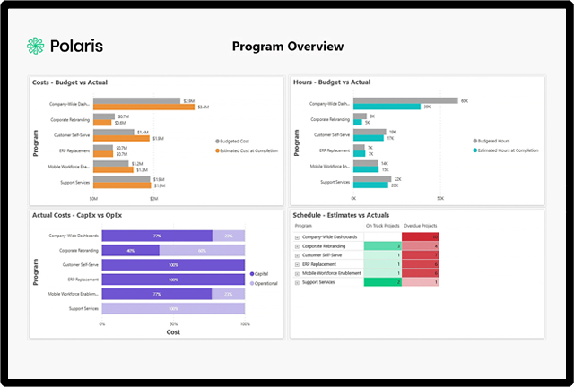 Analyze project, resource and financial data using Polaris PPM