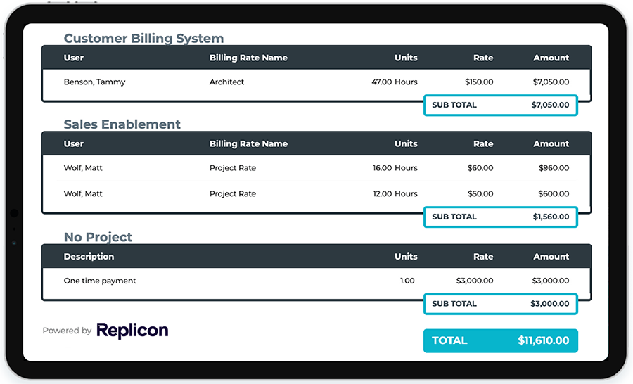 Invoice Management using Replicon's Real Time Billing