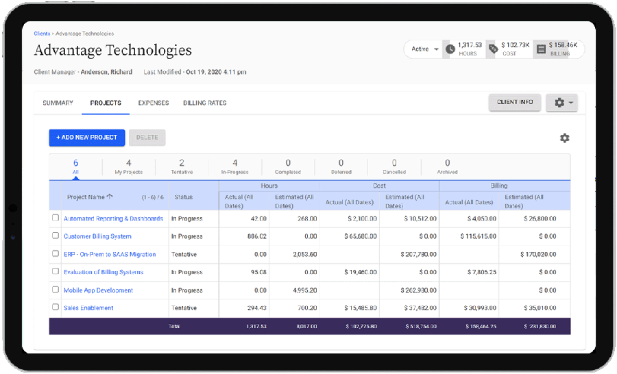 Client Management using Replicon's Online Time Tracking Software