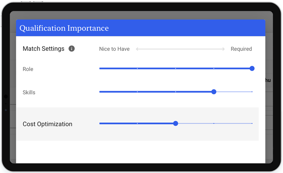 SmartSchedule to identify ideal employee based on role and skills for cost optimization