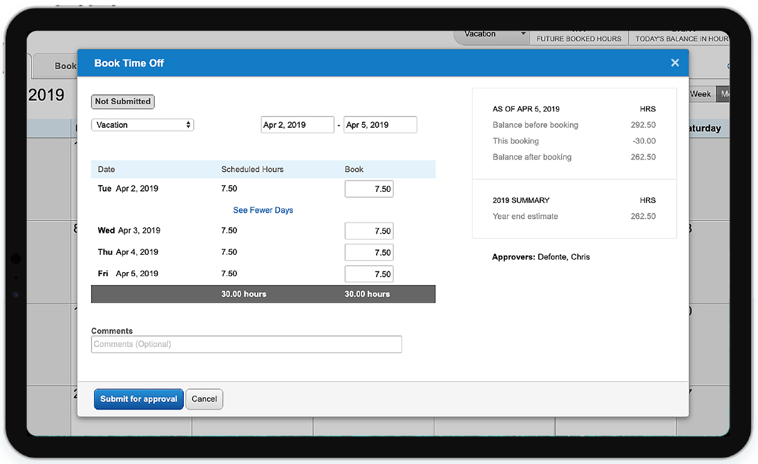 Employee Time Off using ADP