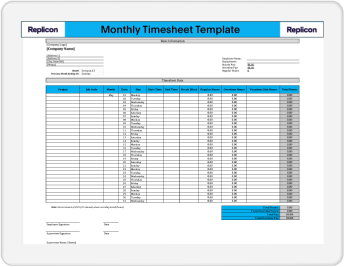 preview of monthly timesheet template