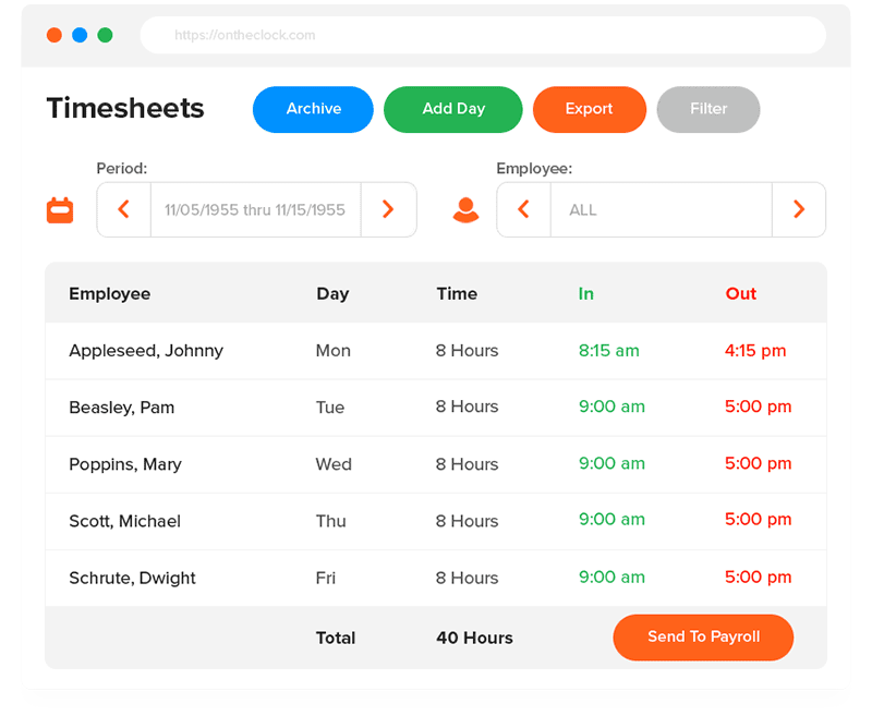 OnTheClock product screenshot