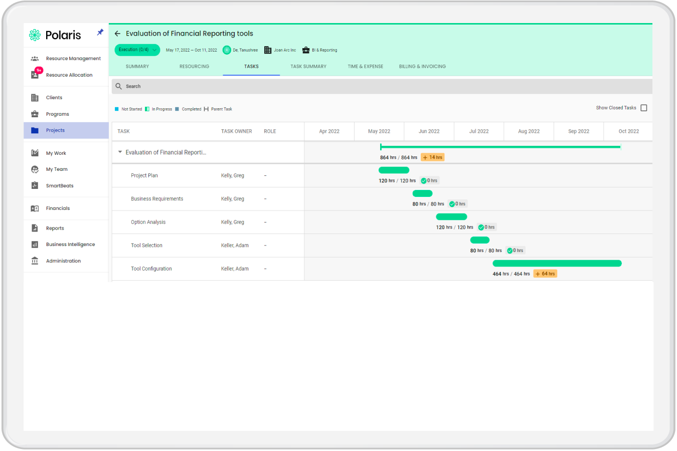 Image showing interface of a software with a project schedule