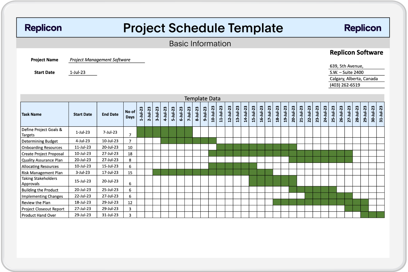 Free Project Schedule Template