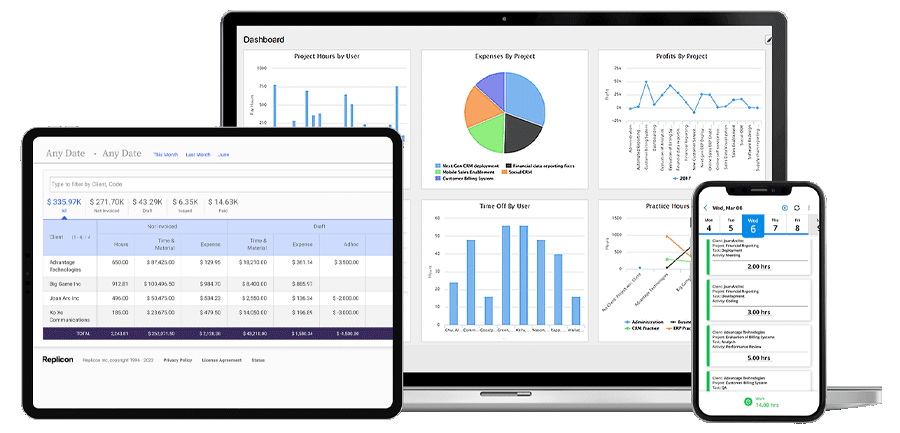 View of Time and Billing Software from multiple devices