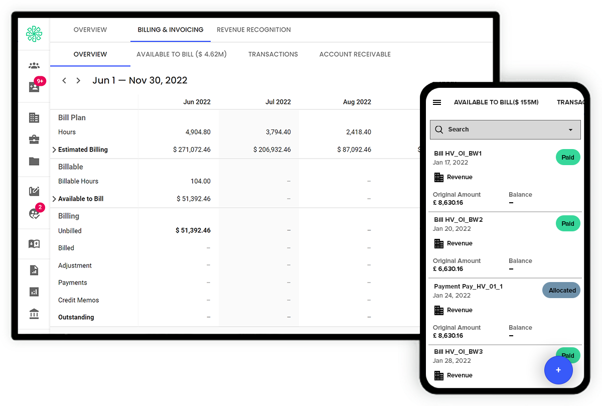 professional services automation financials