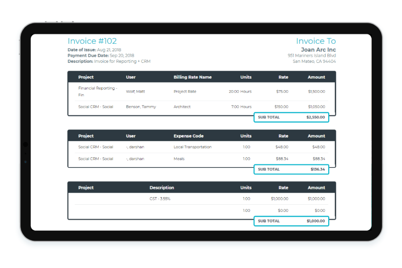 Sage Intacct invoicing