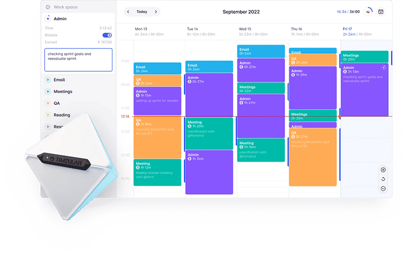 Timeular product screenshot